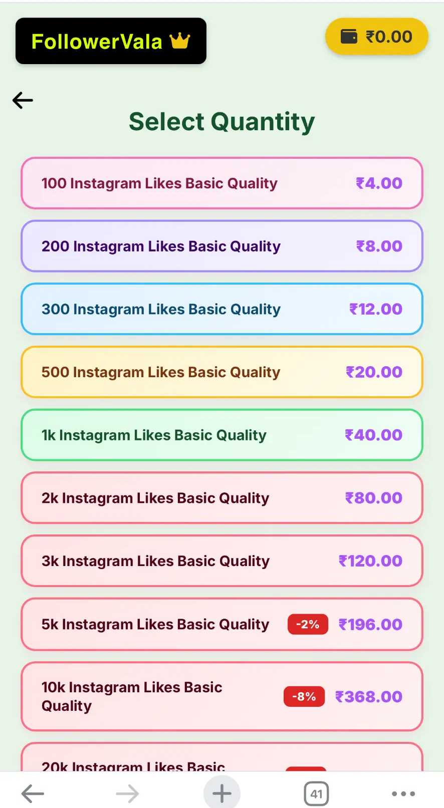 Viralnix app Instagram likes packages