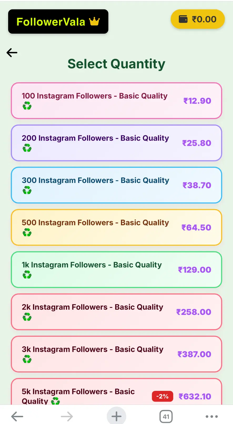Viralnix app Instagram followers packages